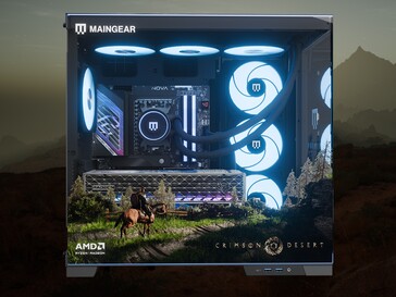 左侧显示的是 Maingear 深红沙漠限量版 PC