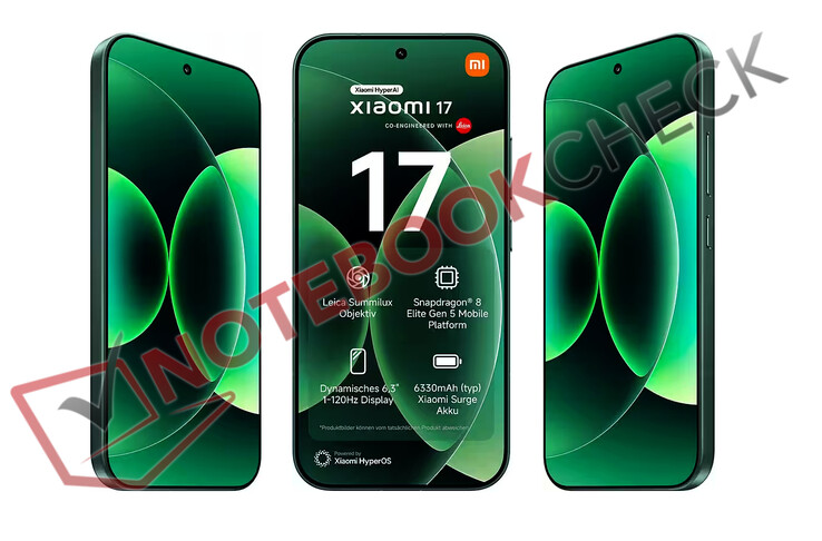 该零售商还列出了全球版小米 17 的所有核心规格。(图片来源:via Notebookcheck)