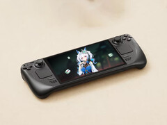 带有《恶魔麻将》封面图片的 Steam Deck 设备。 图片来源：Valve；经编辑