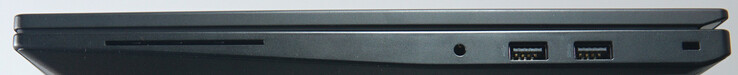 右侧连接智能卡、耳机、2 个 USB-A（5 Gbit/s）、Kensington 锁