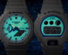 卡西欧 G-Shock Hidden Glow 系列采用白色和蓝色美学设计，搭配荧光表盘，让人眼前一亮。图中从右至左依次为卡西欧 DW-6900HDS-7A1 和卡西欧 GA2100HDS-7A。(图片来源：卡西欧）