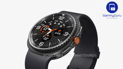 Galaxy Watch8 Classic 的非官方渲染图，配备旋转表圈。（图片来源：OnLeaks 和 SammyGuru）