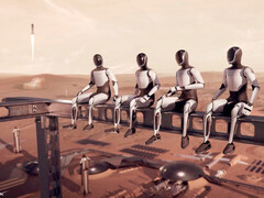 特斯拉 &quot;擎天柱 &quot;机器人部署在火星上进行建筑工作。(图片来源：SpaceX）