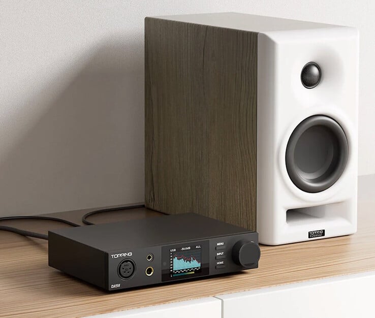Topping DX5 II DAC 具有前置放大器模式，可与有源外置扬声器配合使用。(图片来源：Topping）