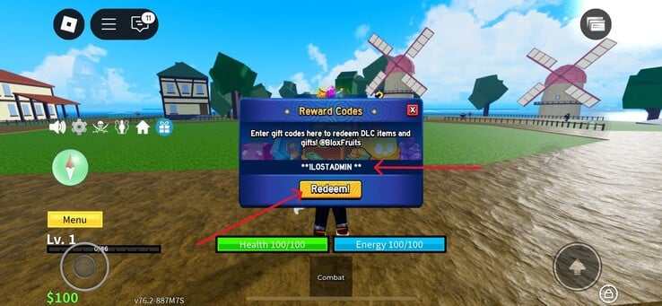 在指定字段中输入代码（图片来源：Roblox）