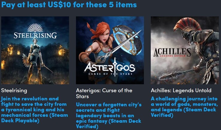 装饰图片。支付 10 美元可获得 5 件商品（图片来源：Humble Bundle）