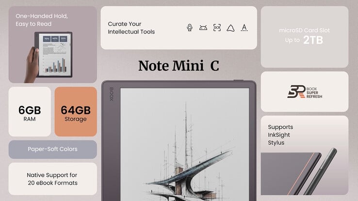 Boox Note Mini C 运行 Android 16 系统,与 Google Play 商店中的应用完全兼容。