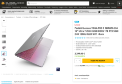 联想 Yoga Pro 9 RTX 5060 泄露的零售清单。(图片来源：Globaldata）