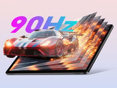 P50T 2026 平板电脑的售价略高于 100 美元。图为:一张突出展示 90Hz 显示屏的宣传图片。