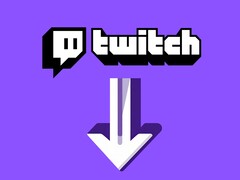 Twitch 徽标及其下方的向下箭头（图片来源：Twitch，有编辑）