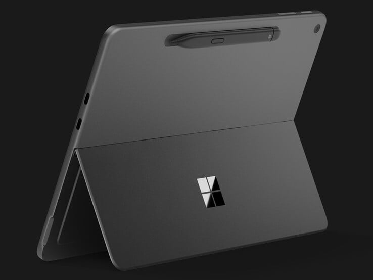 Surface Slim Pen(第 2 代)可通过磁吸方式吸附在 Surface Pro 12(第 2 代)的背面进行充电。