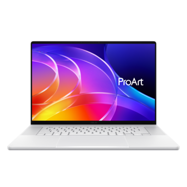 白色华硕 ProArt P16 的正面视图