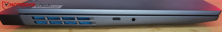 左：USB-C 3.2 Gen 2（10 Gbit/s、DisplayPort 1.4、140 W PD）、耳机端口