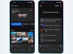 Meta AI 应用程序界面，显示 &quot;设备 &quot;下连接的雷朋智能眼镜，以及生成图像、视频和解梦等人工智能创意提示。(图片来源：Meta）