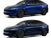 新款海洋蓝与深蓝金属色（上图）的 Model Y。(图片来源：特斯拉）