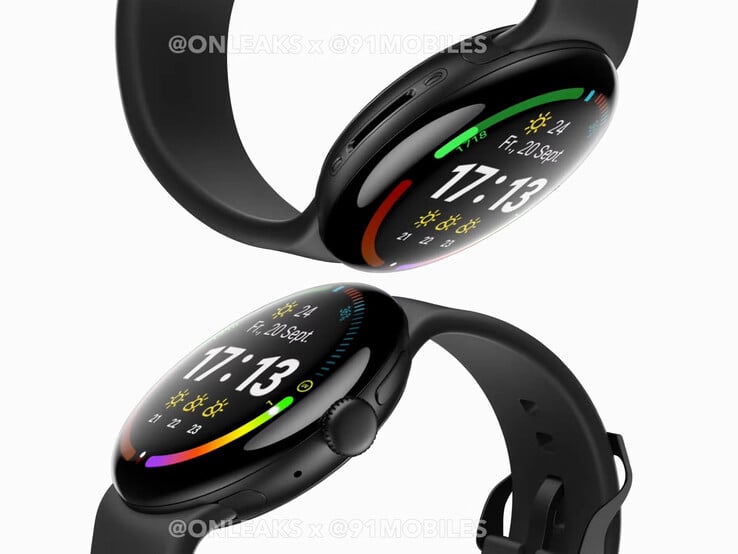 Pixel Watch 4 的 CAD 效果图。(图片来源：91mobiles &amp; OnLeaks）
