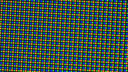 OLED 显示屏采用 RGGB 子像素矩阵，由一个红色、一个蓝色和两个绿色 LED 组成。