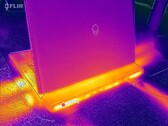 在超频模式下运行《赛博朋克 2077》时，Alienware 16 Area-51 的温度地图