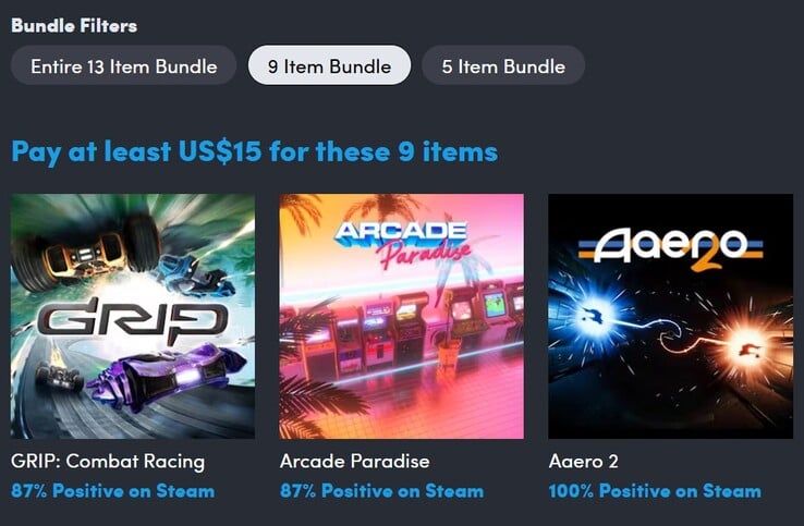 装饰图片。支付 15 美元可获得 9 款游戏（图片来源：Humble Bundle）