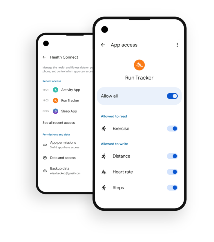 用户可以通过 Health Connect 移动仪表板管理 Garmin 集成。(图片来源：谷歌）