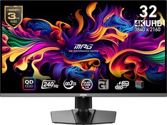 微星 MPG 321URX 是一款 32 英寸 4K QD-OLED 显示器，刷新率为 240 Hz。(图片来源：微星/亚马逊）