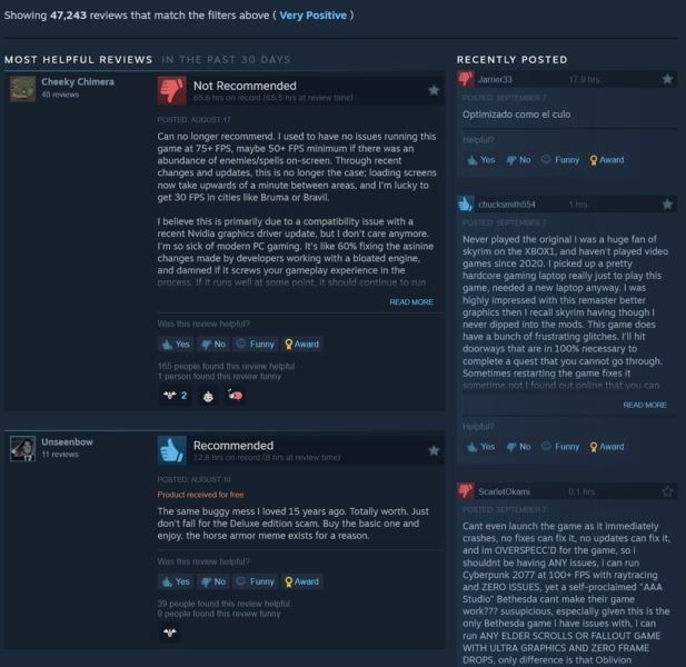 湮没重制版》最近在 Steam 上的负面评论（图片来源：截图，Steam）