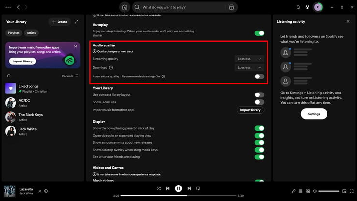 在 Spotify 中切换到无损模式