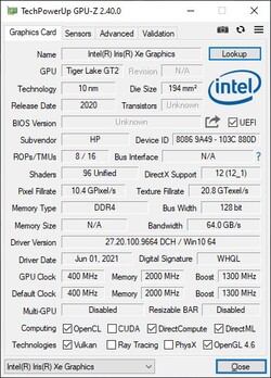 GPU-Z。英特尔Xe Graphics G7