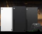 Xbox X 系列的白色（左）、黑色（中）和Galaxy 黑色特别版（右）。(图片来源：微软）