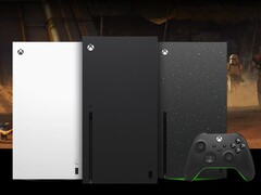 Xbox X 系列的白色（左）、黑色（中）和Galaxy 黑色特别版（右）。(图片来源：微软）