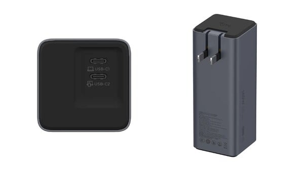 联想混合动力二合一移动电源 140W (10.2K) 可用作壁式充电器。