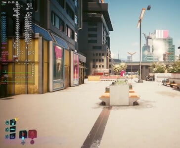 在 Steam Machine 上以 1080p 超高画质运行《赛博朋克 2077》,启用 FSR 自动模式,并显示屏幕性能叠加层