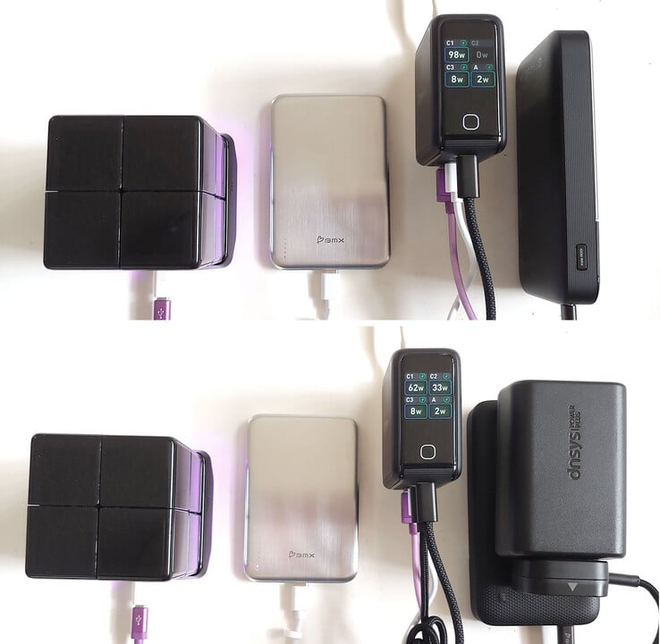 USB-C1 和 USB-C2 同时使用时,最大输出功率会下降。