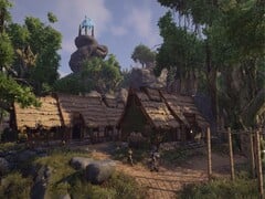 一张展示《Elex》中村庄的图片,该游戏现已在 Steam 上架。