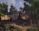 一张展示《Elex》中村庄的图片，该游戏现已在 Steam 上架。