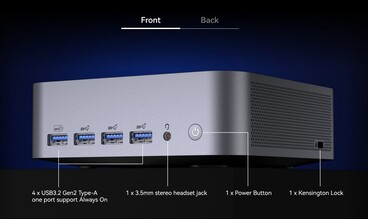 正面：Geekom GT1 Mega 的外部连接（图片来源：Geekom）