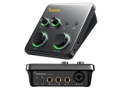 Maono P1 音频接口配备了一个 XLR/麦克风接口和一个 1/4 英寸乐器接口。
